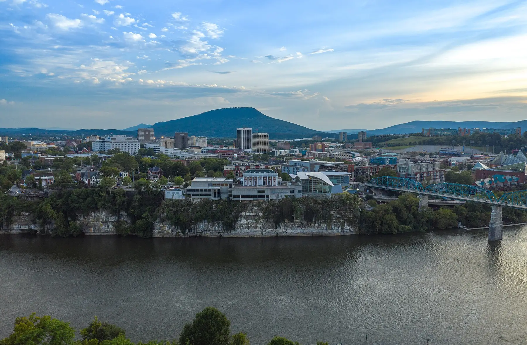 The downtown Chattanooga skyline seen across the Tennessee River from the North Shore.