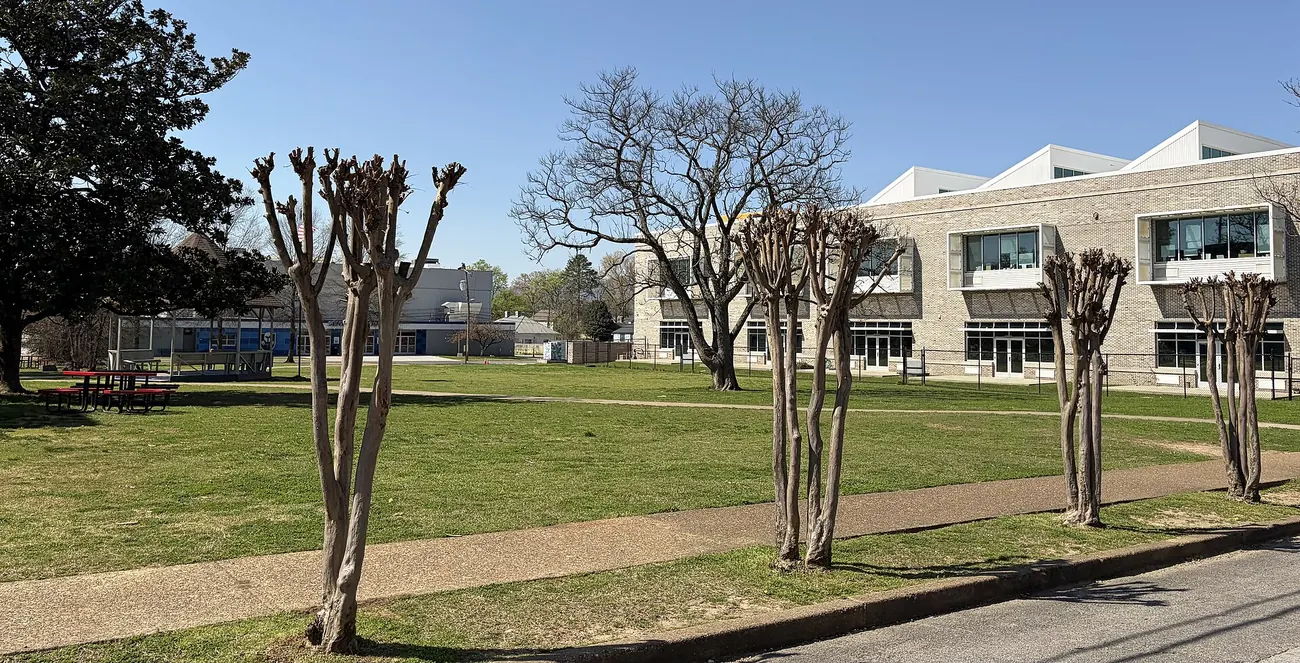 The grounds of Montessori Elementary at Highland Park, a public charter school on South Hawthorne Street in Chattanooga.