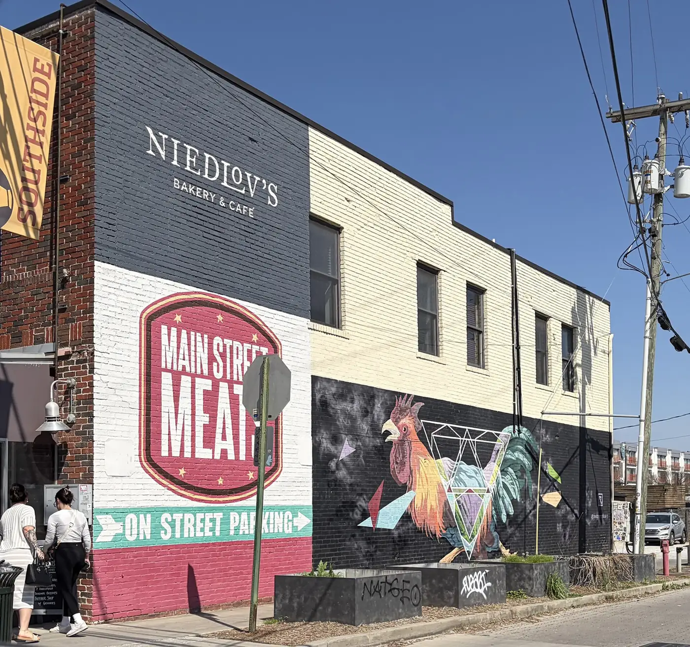 Restaurants on Main Street in Chattanooga's Southside; the photo illustrates the city's dining scene and does not refer to any inspection.