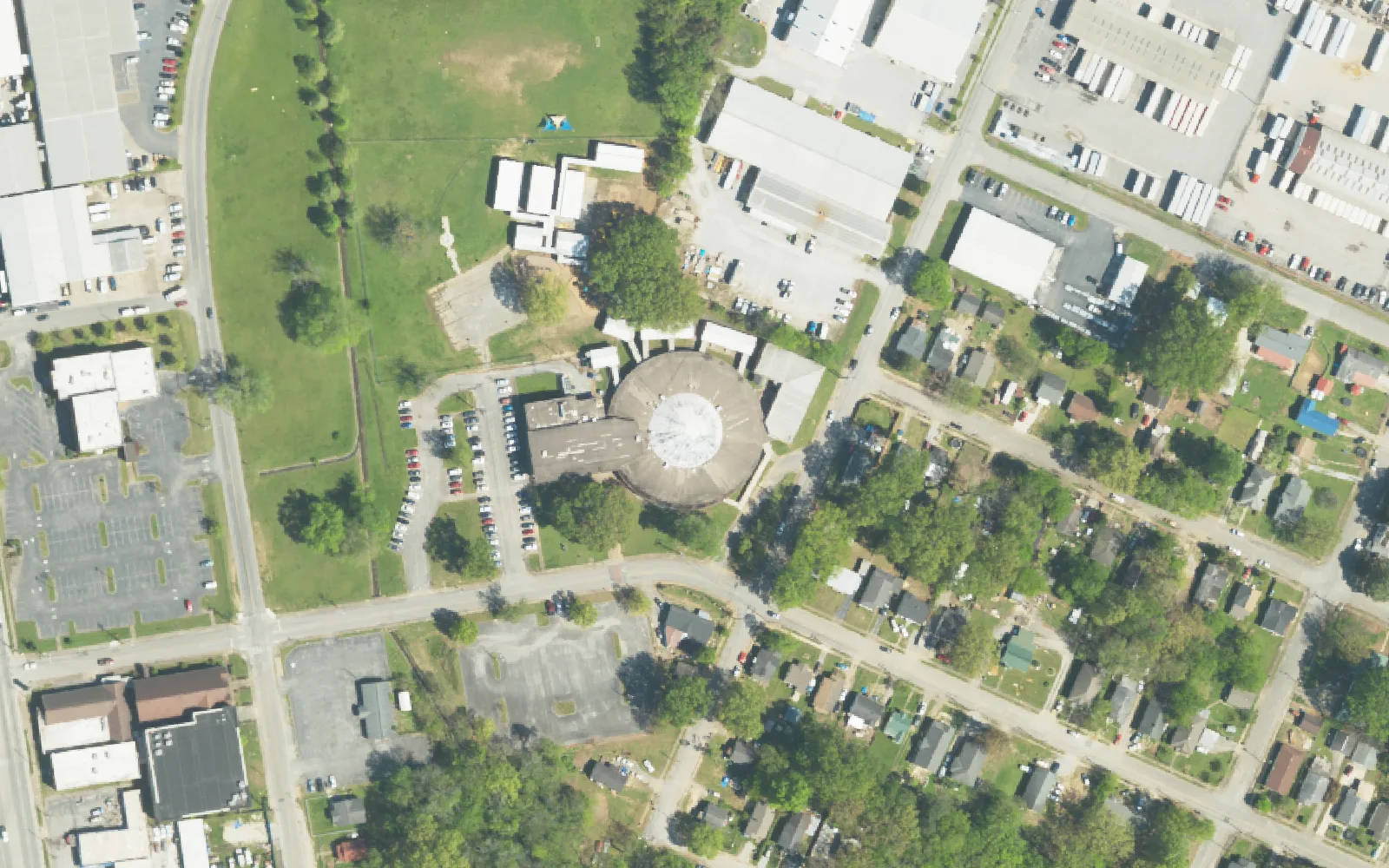 Clifton Hills Elementary School on East 32nd Street, seen from the air.