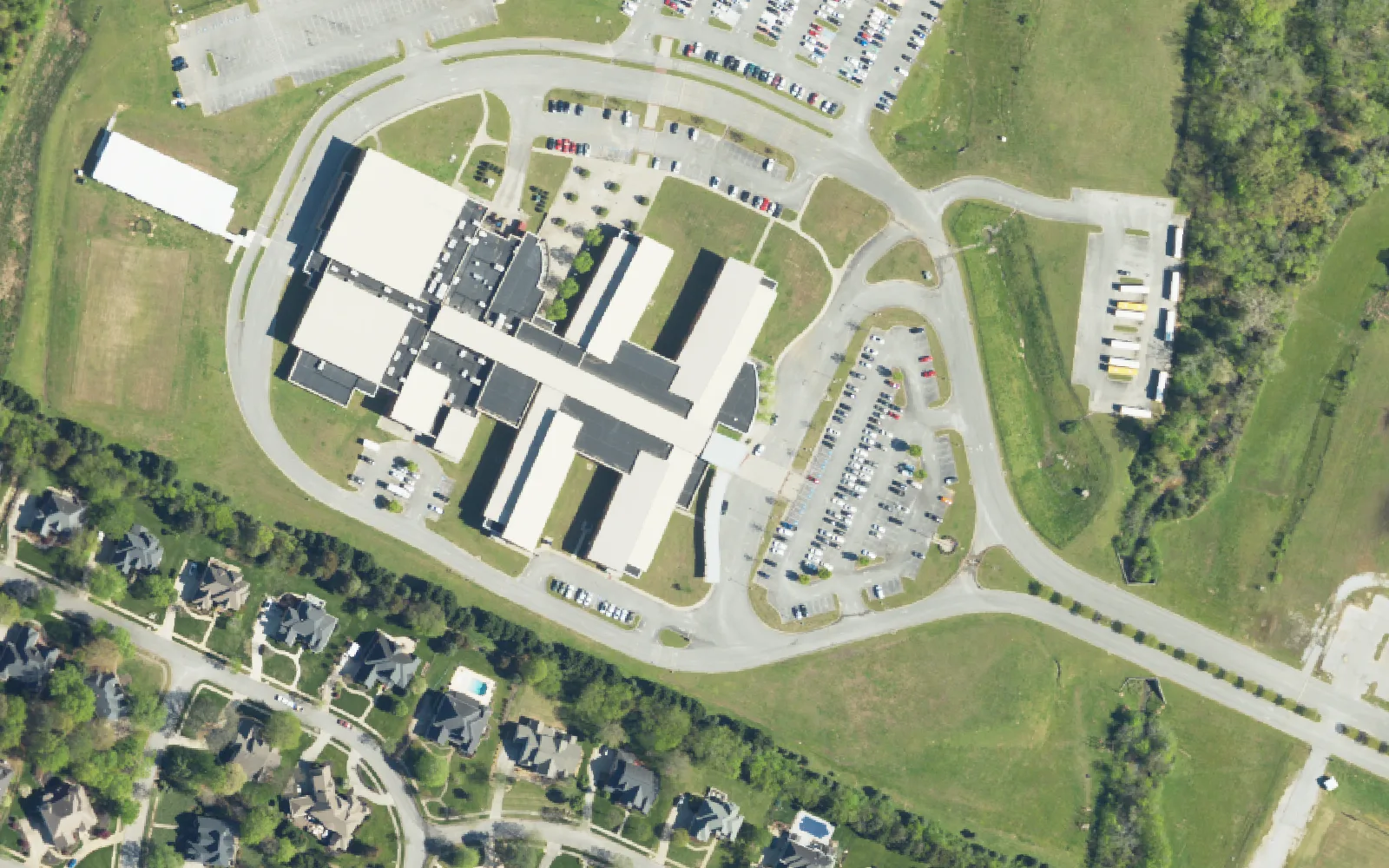 East Hamilton High School on Ooltewah Ringgold Road, seen from the air.