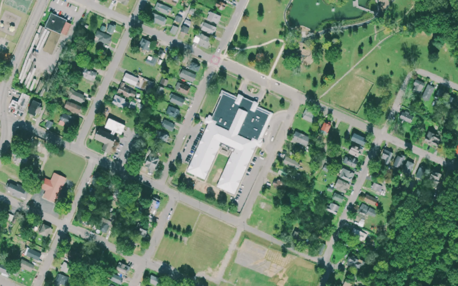 East Lake Elementary School on 13th Avenue, seen from the air.