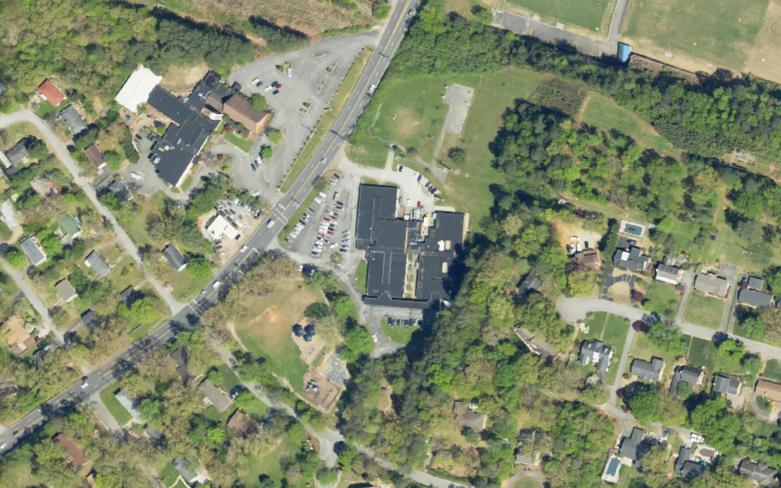 Rivermont Elementary School on Hixson Pike, seen from the air.