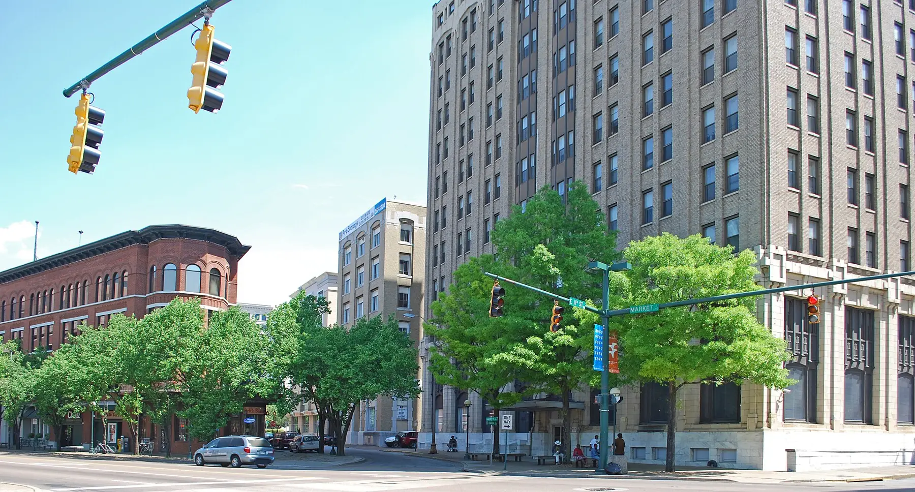 The corner of Market Street and East 11th Street in downtown Chattanooga; City Hall is at 101 E. 11th St.